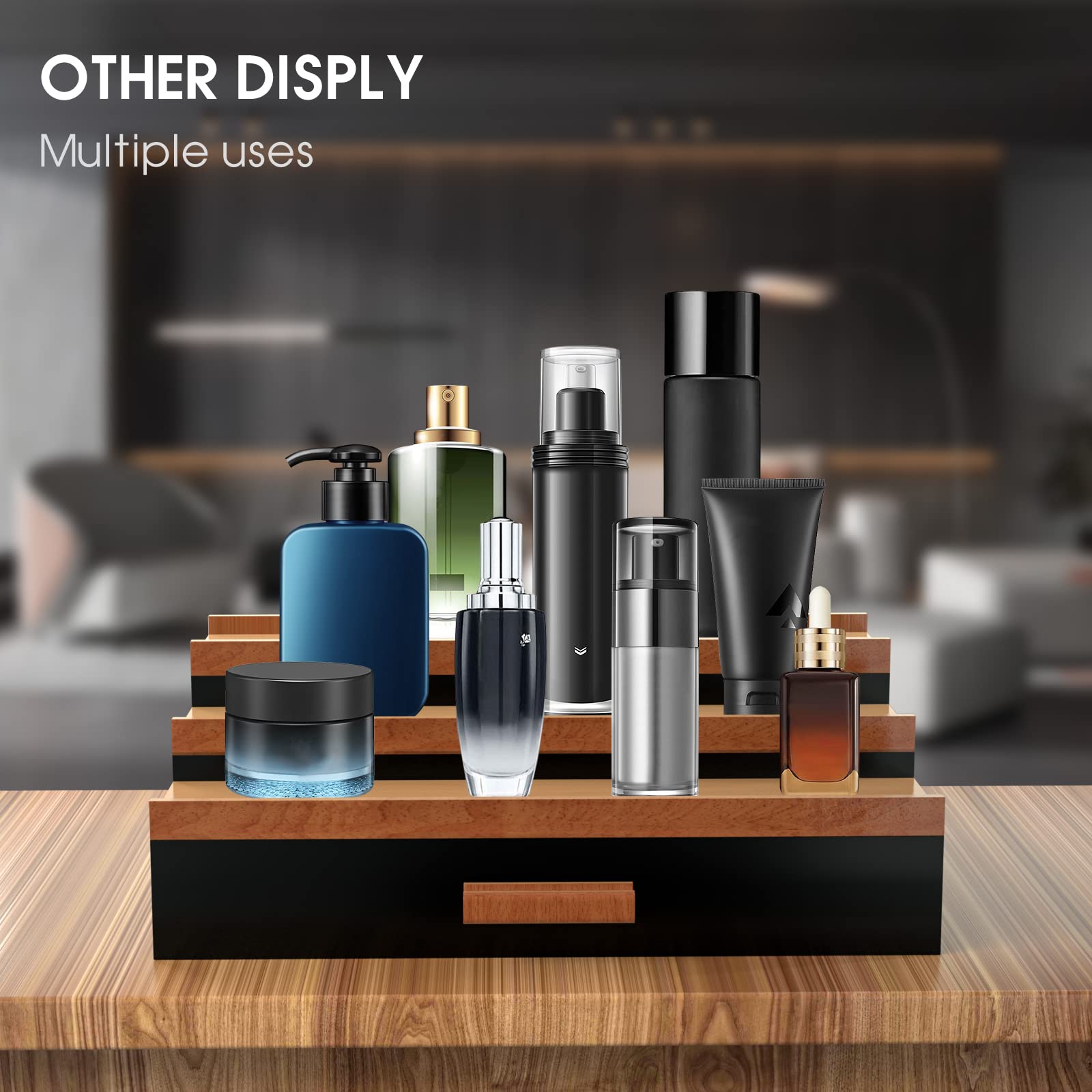 Wooden Perfume Organizer Vintage Style Desktop Storage Box with Drawer for Cologne Collection Type A
Wooden Perfume Organizer Vintage Style Desktop Storage Box with Drawer for Cologne Collection Type A