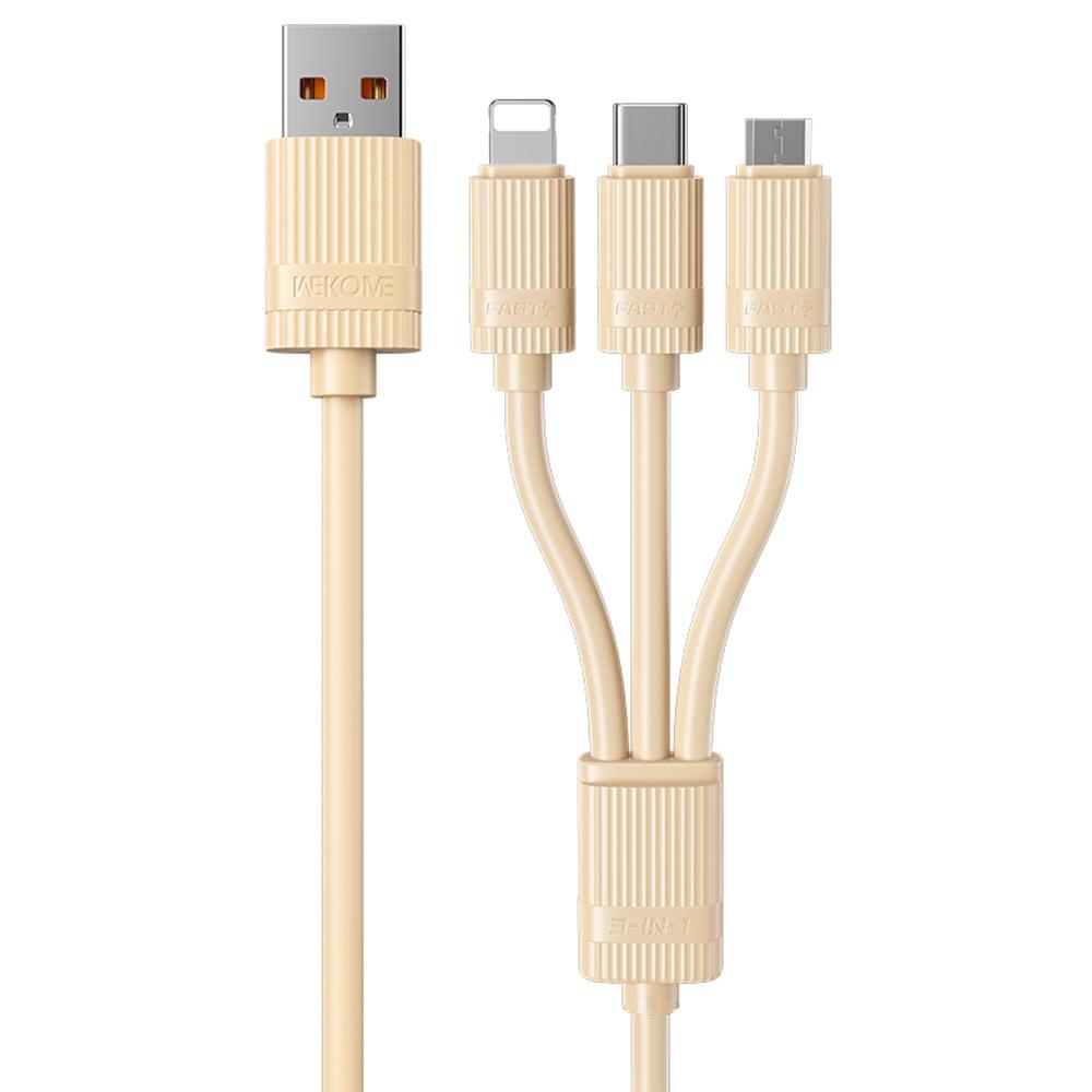 WEKOME WDC-56 3 In 1 Cable 66W 480Mbps Elastic Liquid Silicone Fast Charging Data Cable Beige
WEKOME WDC-56 3 In 1 Cable 66W 480Mbps Elastic Liquid Silicone Fast Charging Data Cable Beige
