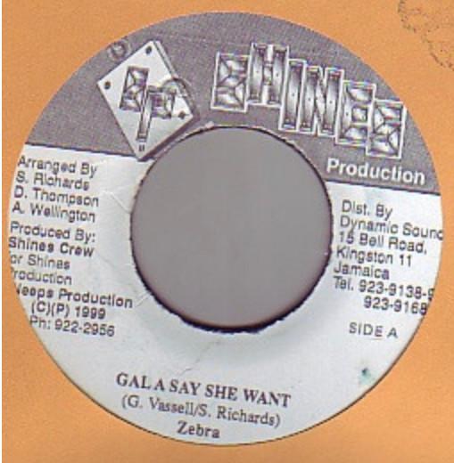 7-дюймовая пластинка ZEBRA - Gal A Say She Want NONE Shines Records 1999 Ямайка Регги, Ска и Даб Б/У
7-дюймовая пластинка ZEBRA - Gal A Say She Want NONE Shines Records 1999 Ямайка Регги, Ска и Даб Б/У