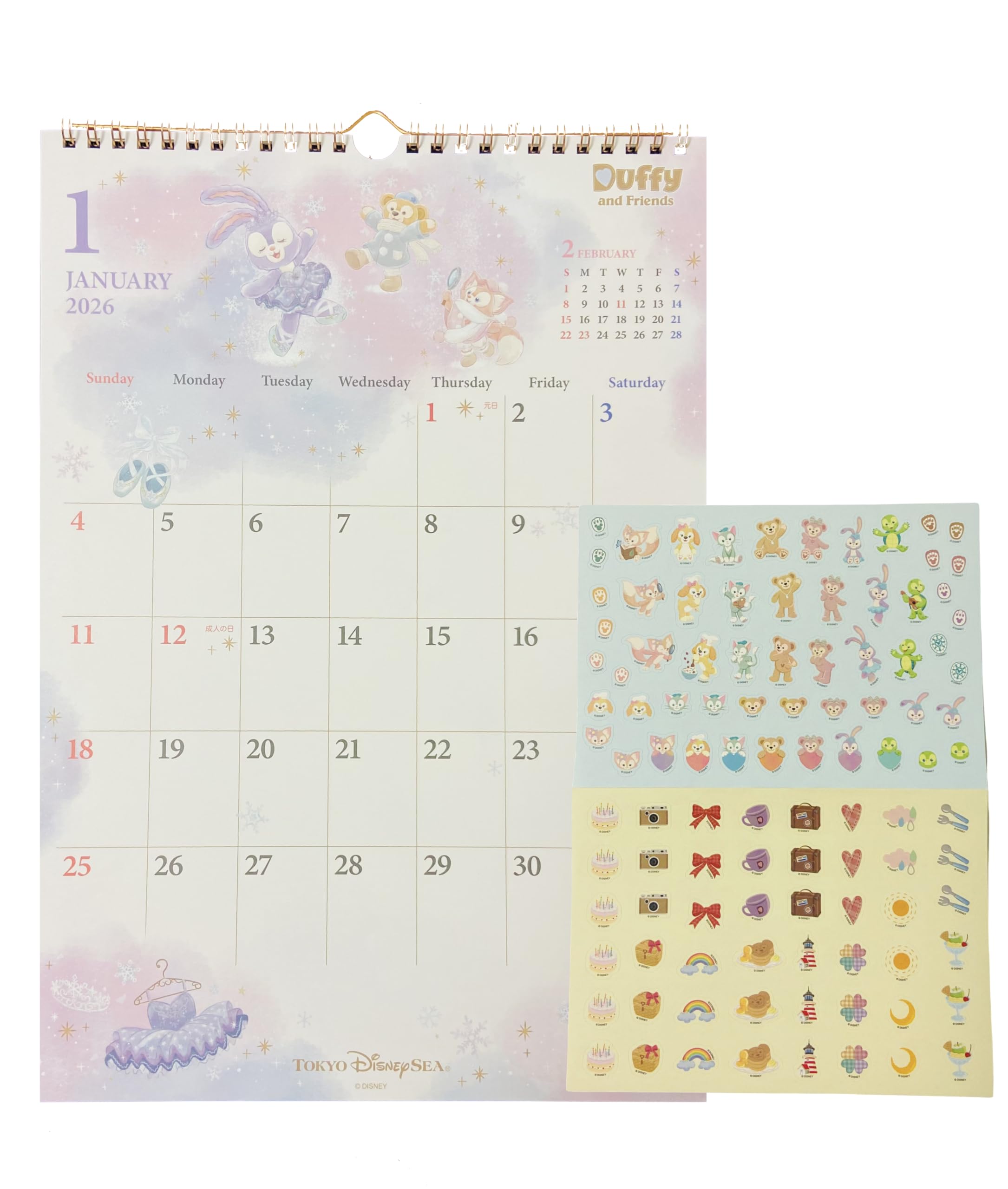 Tokyo DisneySea Exclusive Duffy Friends 2026 Wall Calendar with Stickers &
Tokyo DisneySea Exclusive Duffy Friends 2026 Wall Calendar with Stickers &