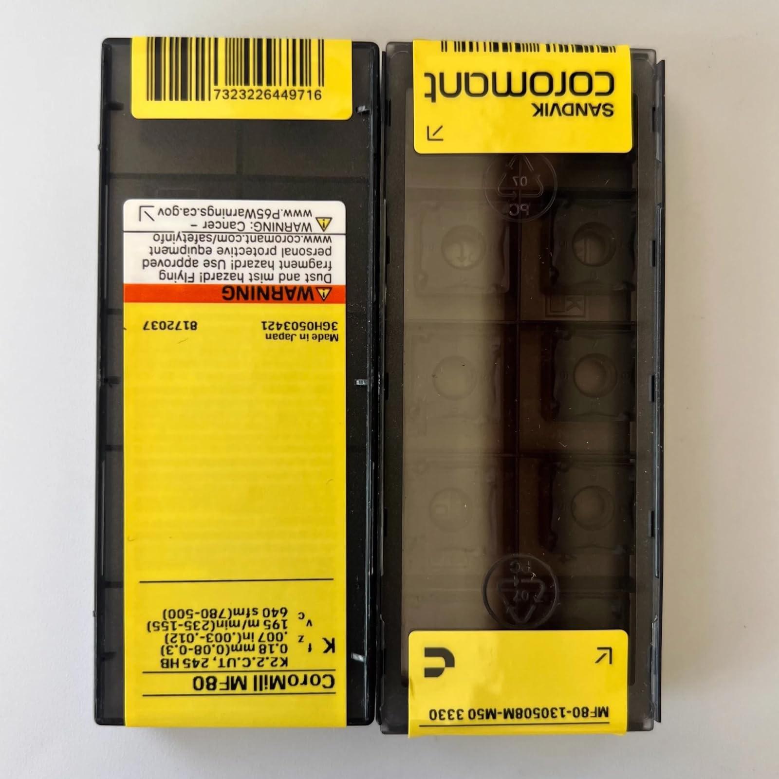 Original Sandvik / MF80-130508M-M50 3330 CNC lathe carbide blade tool 10 Pcs
Original Sandvik / MF80-130508M-M50 3330 CNC lathe carbide blade tool 10 Pcs