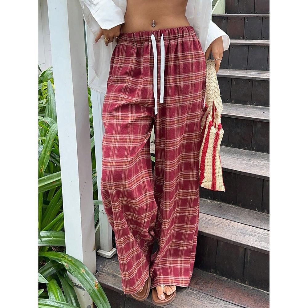 Women s Retro Color Block Plaid Loose Pants with Drawstring Waist - Multiple Colors Available S
Women s Retro Color Block Plaid Loose Pants with Drawstring Waist - Multiple Colors Available S