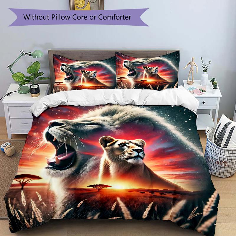 3pcs Lion Roar Print Cover Set Ultra Soft, Breathable, and Comfortable Bedding with Stylish Design for Bedroom and Guest Room Decor 1 Cover and 2 135x200cm
3pcs Lion Roar Print Cover Set Ultra Soft, Breathable, and Comfortable Bedding with Stylish Design for Bedroom and Guest Room Decor 1 Cover and 2 135x200cm
