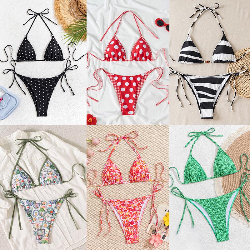 European and American Black & White Print Three-Point Split Bikini Swimsuit, Sexy Design for 2025. Large
European and American Black & White Print Three-Point Split Bikini Swimsuit, Sexy Design for 2025. Large
