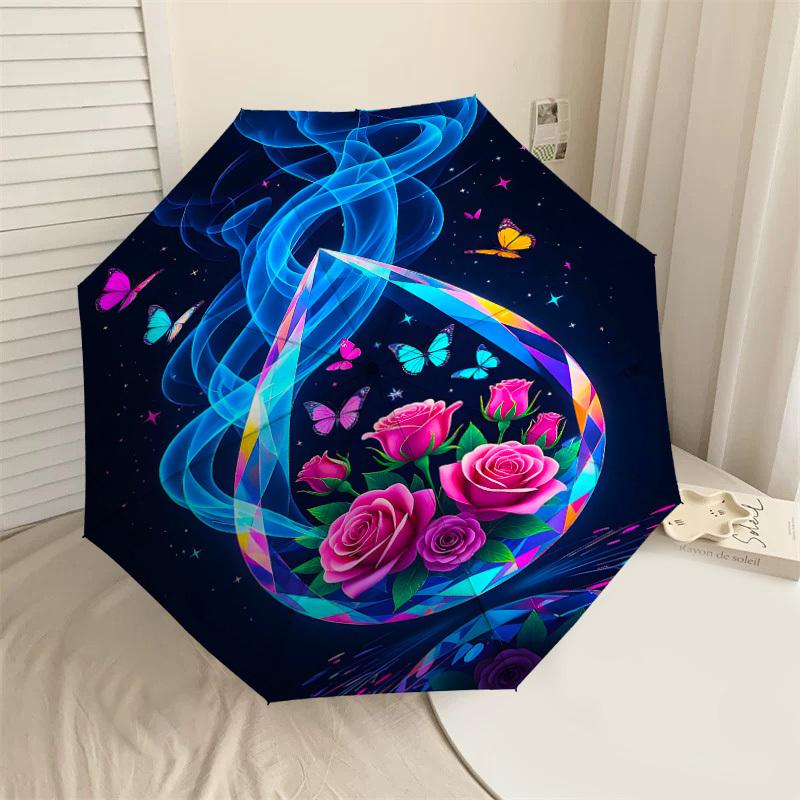 1pc Flowers Butterfly Automatic Open/Close Umbrella Compact Folding Umbrella with 8-Rib Shaft for Women/Men, Elegant Birthday1187S
1pc Flowers Butterfly Automatic Open/Close Umbrella Compact Folding Umbrella with 8-Rib Shaft for Women/Men, Elegant Birthday1187S