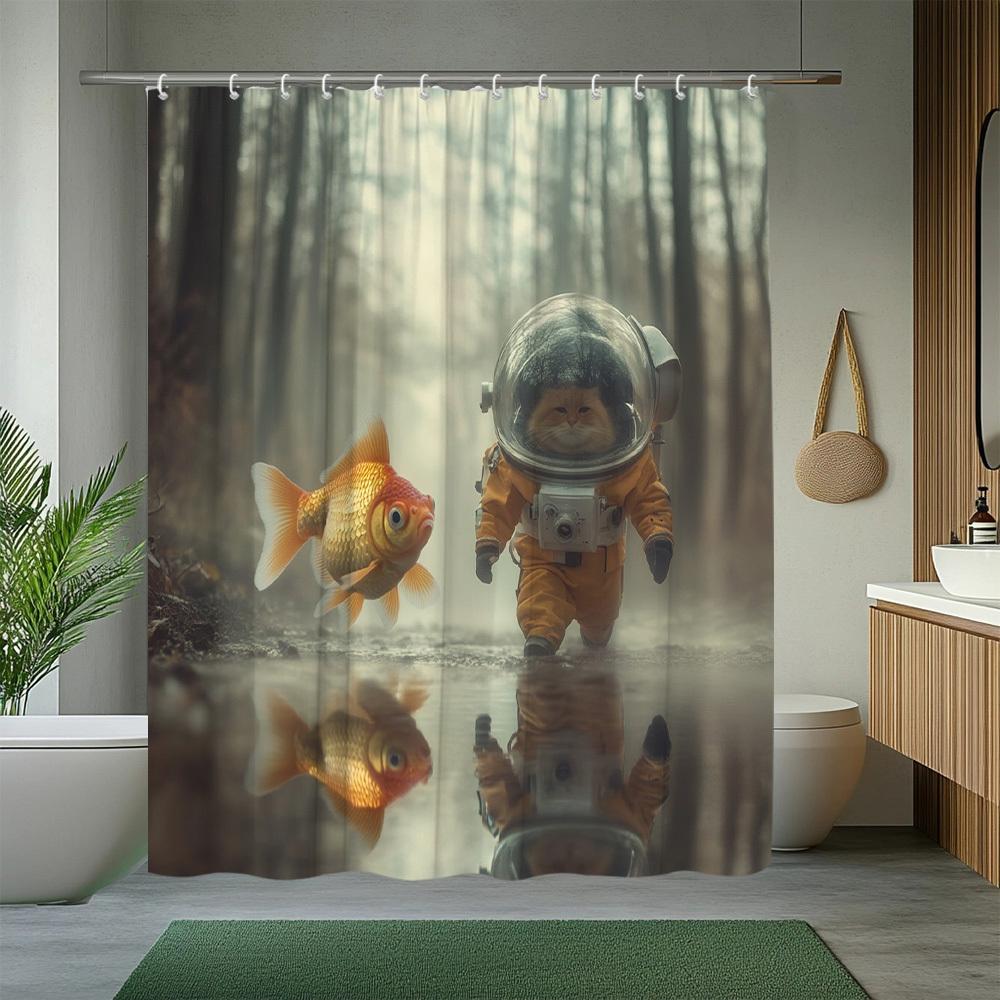 Creative Space Cat & Goldfish Forest Waterproof Curtain - Adds Fun To Life With Unique Design For Home & Bathroom Decor W60H190(CM)-1 Pcs
Creative Space Cat & Goldfish Forest Waterproof Curtain - Adds Fun To Life With Unique Design For Home & Bathroom Decor W60H190(CM)-1 Pcs