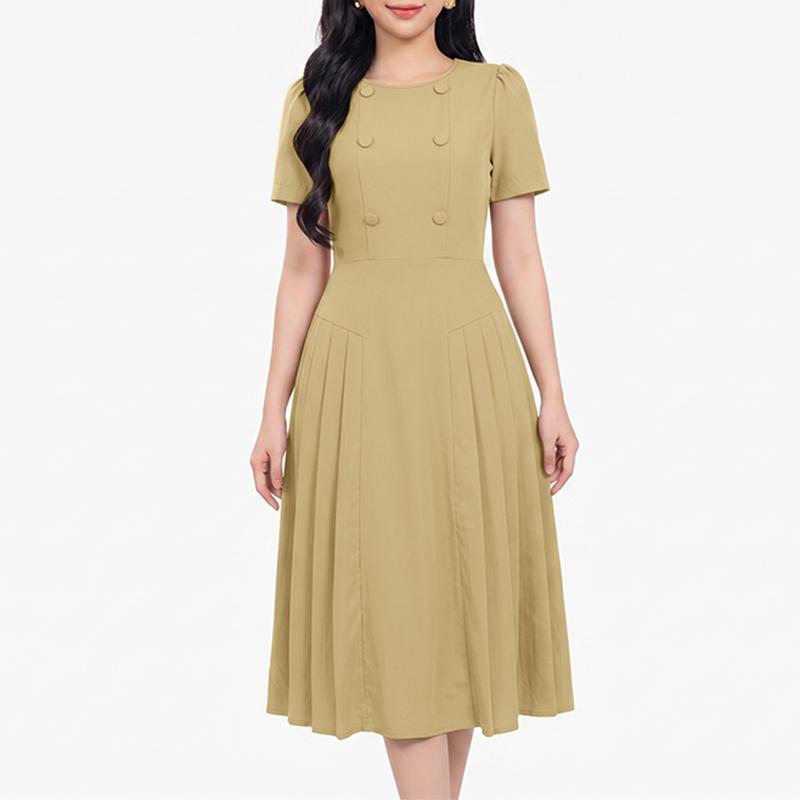 ZANZEA Women Elegant Casual Round Neck Solid Color Short Sleeve A-Line Dress 5XL хакі
ZANZEA Women Elegant Casual Round Neck Solid Color Short Sleeve A-Line Dress 5XL хакі