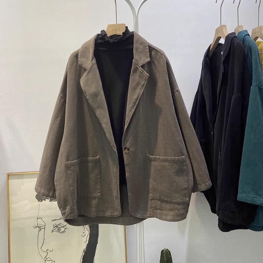 Женский пиджак весны и осени: Ретро твиловый хлопок, длинный рукав, свободный крой, V-образный вырез One size кофейный
Женский пиджак весны и осени: Ретро твиловый хлопок, длинный рукав, свободный крой, V-образный вырез One size кофейный