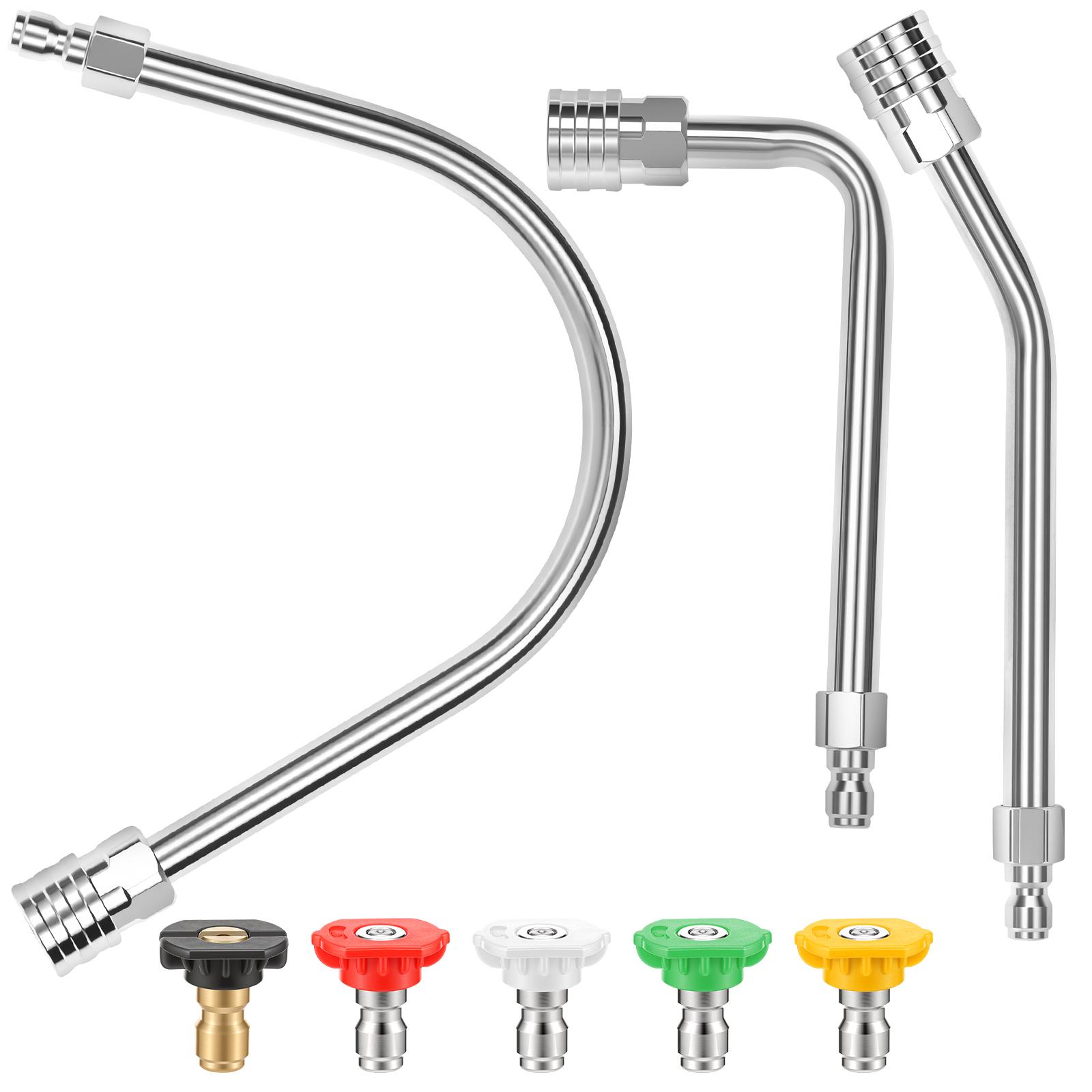 Pressure Washer Extension Wand Gutter Cleaner Attachment 30°, 90°, 120° Curved Rod 1/4 Quick Connect, 4000 PSI for Cleaning Car
Pressure Washer Extension Wand Gutter Cleaner Attachment 30°, 90°, 120° Curved Rod 1/4 Quick Connect, 4000 PSI for Cleaning Car