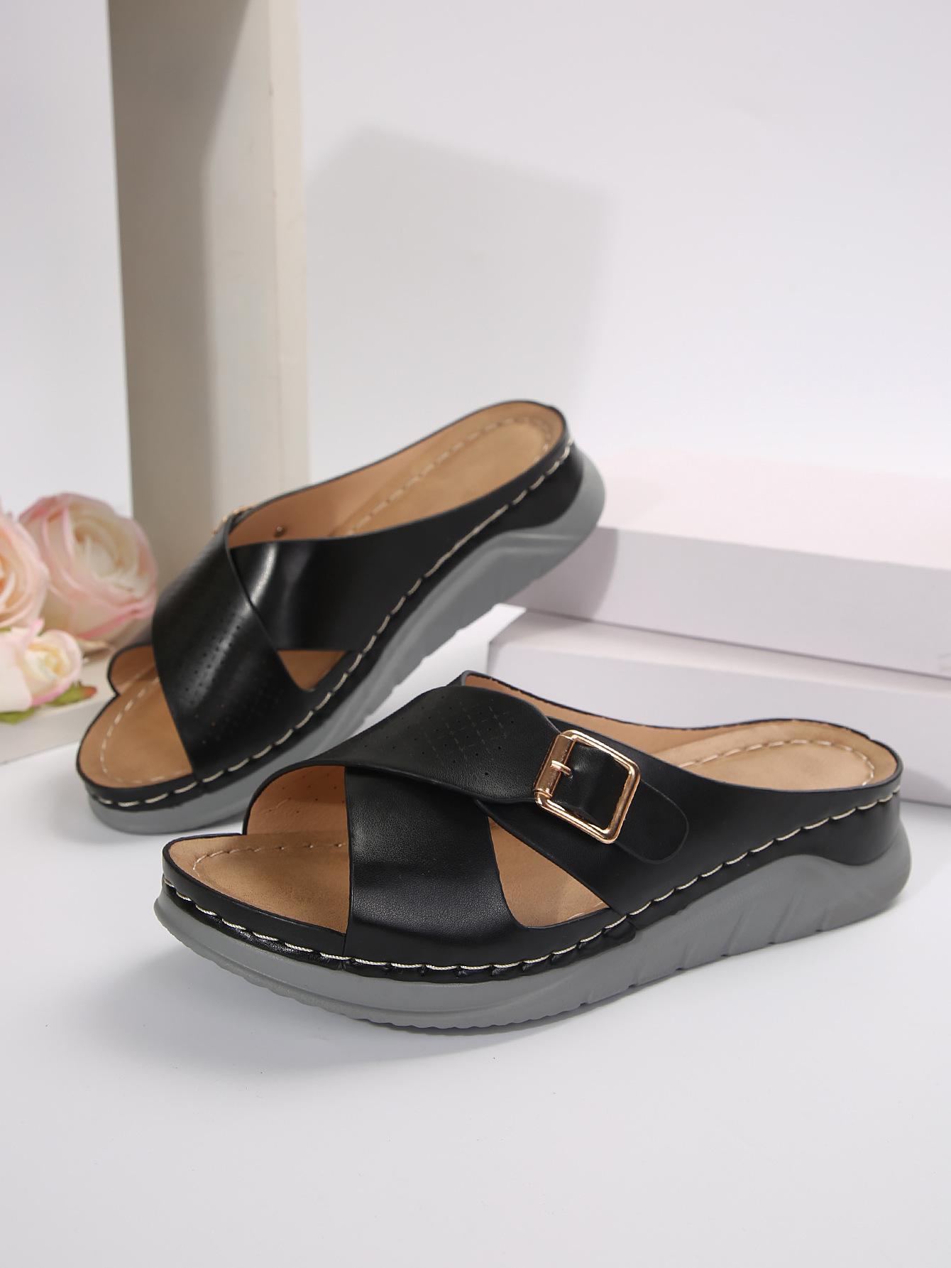 Женские летние однотонные спортивные сандалии с пряжкой на низком каблуке, модные женские шлепанцы из ПУ кожи 40 чёрный
Женские летние однотонные спортивные сандалии с пряжкой на низком каблуке, модные женские шлепанцы из ПУ кожи 40 чёрный