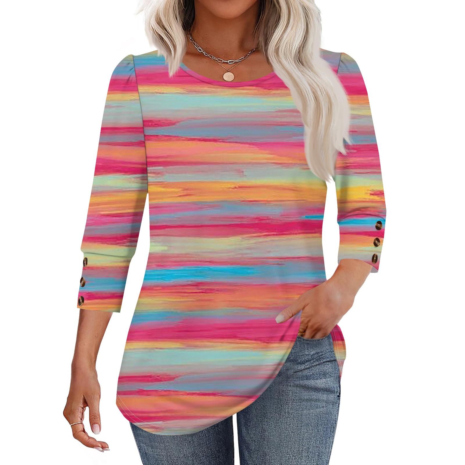 Women s Fashion Casual Striped Print T-shirt Top With Round Neck And Seven Cuff Sleeves M Кіновар
Women s Fashion Casual Striped Print T-shirt Top With Round Neck And Seven Cuff Sleeves M Кіновар
