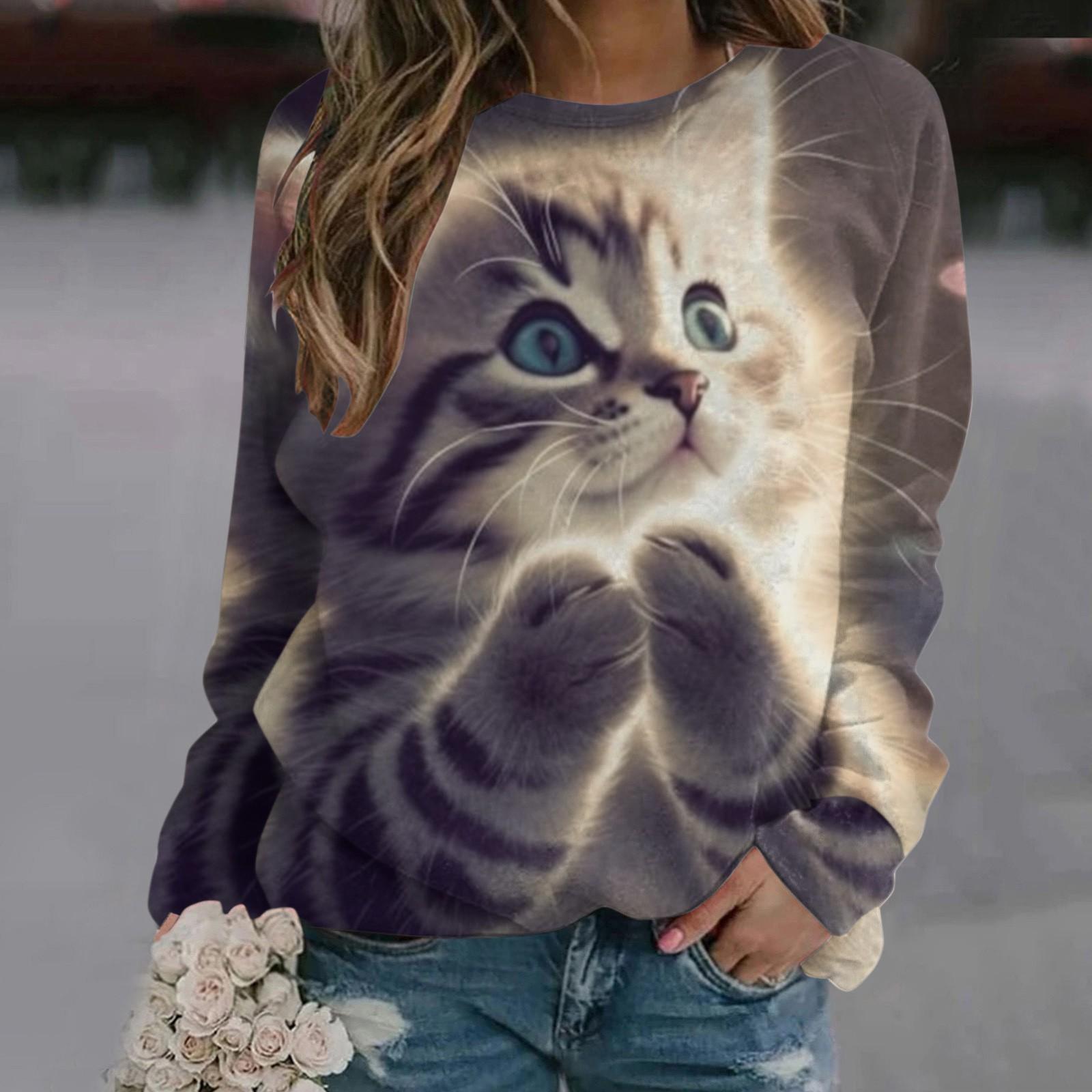 Свитшот с котенком для женщин, 3D-печать, милые модные топы с котом, новая толстовка с изображением животных в стиле Харадзюку, длинный рукав, пуловер, одежда S
Свитшот с котенком для женщин, 3D-печать, милые модные топы с котом, новая толстовка с изображением животных в стиле Харадзюку, длинный рукав, пуловер, одежда S