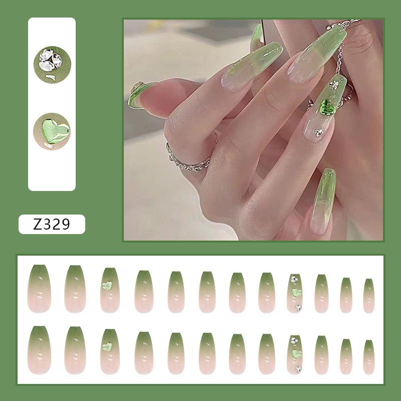 Искусственные ногти Носить ногти Зеленый бриллиант Аврора Градиент Натуральные накладные ногти
Искусственные ногти Носить ногти Зеленый бриллиант Аврора Градиент Натуральные накладные ногти