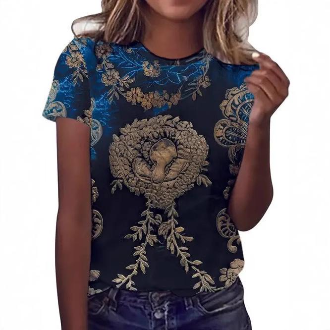 Summer Elegant Temperament Retro 3D Flower Pattern Printed Round Neck Short Sleeved Women s T-shirts XS
Summer Elegant Temperament Retro 3D Flower Pattern Printed Round Neck Short Sleeved Women s T-shirts XS