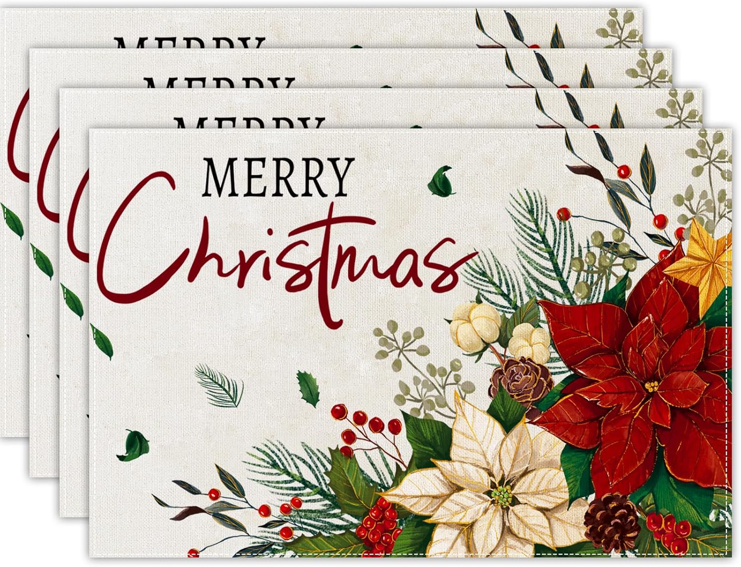 Merry Christmas Placemats 12x18 inch – Red Floral Holly Winter Mats – Rustic Plastic Table Mats for Kitchen, Dining, Home Party 4pcs
Merry Christmas Placemats 12x18 inch – Red Floral Holly Winter Mats – Rustic Plastic Table Mats for Kitchen, Dining, Home Party 4pcs