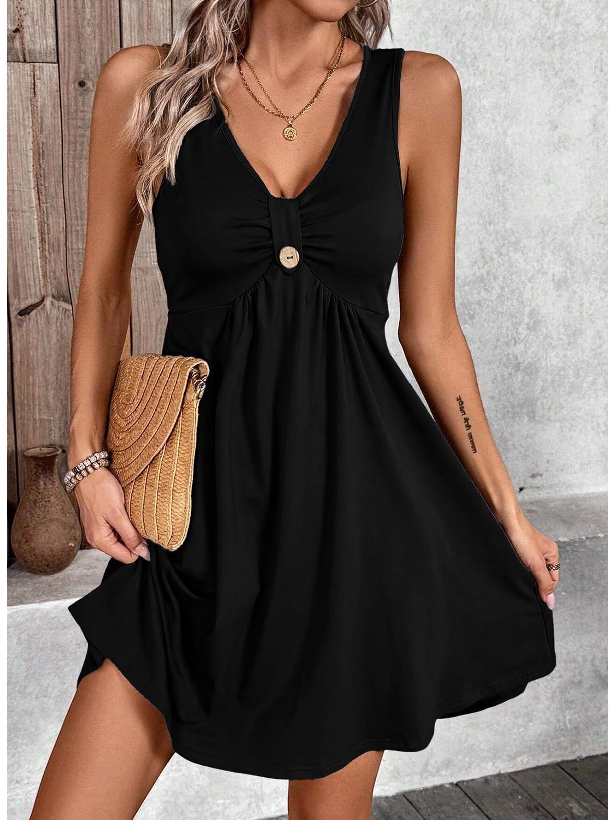 2026 Women s Short Sleeve V-Neck Button Dress - Solid Color Spring/Summer Collection Large чорний
2026 Women s Short Sleeve V-Neck Button Dress - Solid Color Spring/Summer Collection Large чорний