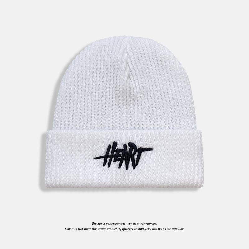 Осень и Зима Корейская Версия Вышивка Буквами Модный Бренд Шерстяная Шапка Хип-хоп Пара Универсальная Защита Ушей Пуловер Холодная Шапка One Size