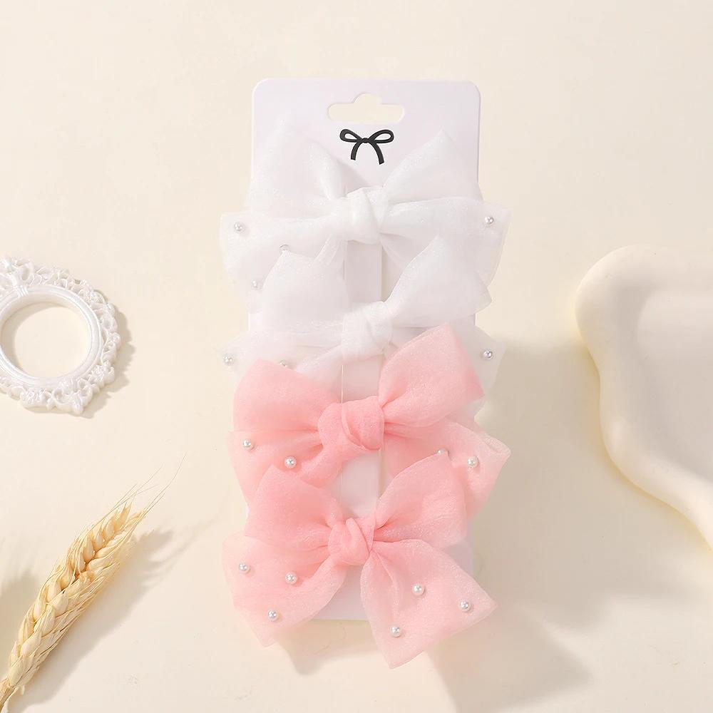 4Pcs/Set Sweet Pearl Bows Hair Clips for Girls Cute Side Clip Solid Color Hairpin Handmade with Bow Hair Accessories Headdress
4Pcs/Set Sweet Pearl Bows Hair Clips for Girls Cute Side Clip Solid Color Hairpin Handmade with Bow Hair Accessories Headdress