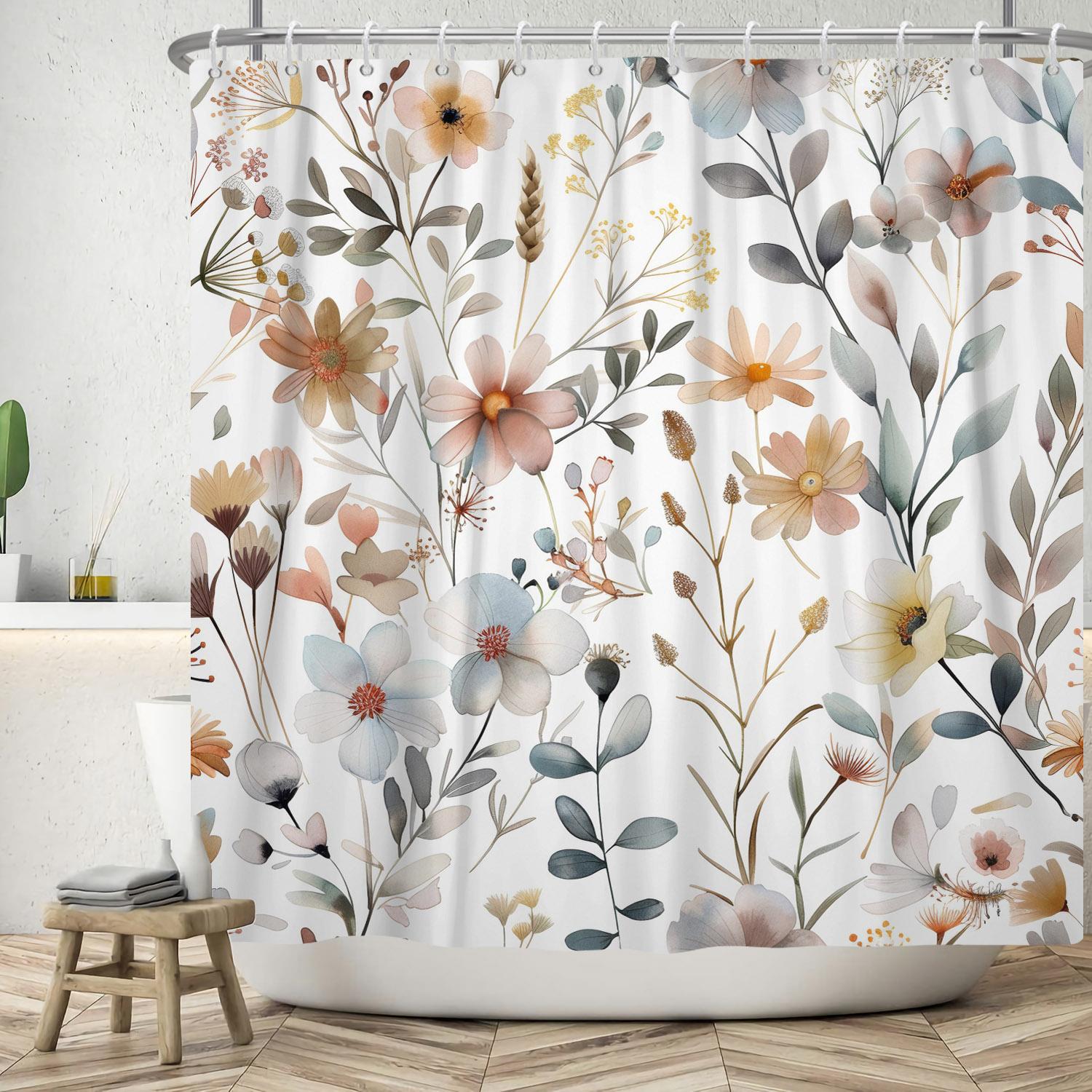 Flower Leaf Shower Curtain Watercolor Plants And Floral Prints Bathroom Decoration Art Home Waterproof Fabric With Hooks W60H190(CM)-1 Pcs
Flower Leaf Shower Curtain Watercolor Plants And Floral Prints Bathroom Decoration Art Home Waterproof Fabric With Hooks W60H190(CM)-1 Pcs