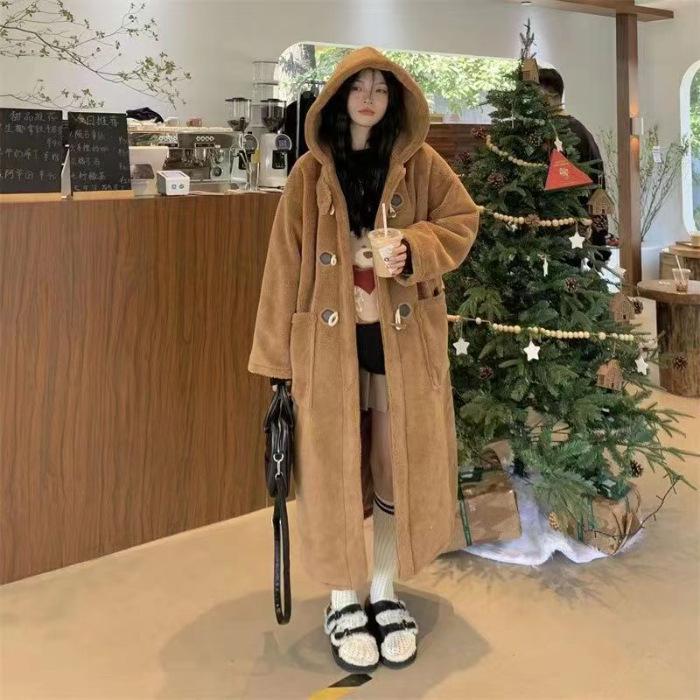 Mid-length Woolen Coat Women Autumn and Winter Double Breasted Solid Color Long Sleeve Preppy Style Office Lady Hooded Coat Female XXXL кавовий
Mid-length Woolen Coat Women Autumn and Winter Double Breasted Solid Color Long Sleeve Preppy Style Office Lady Hooded Coat Female XXXL кавовий