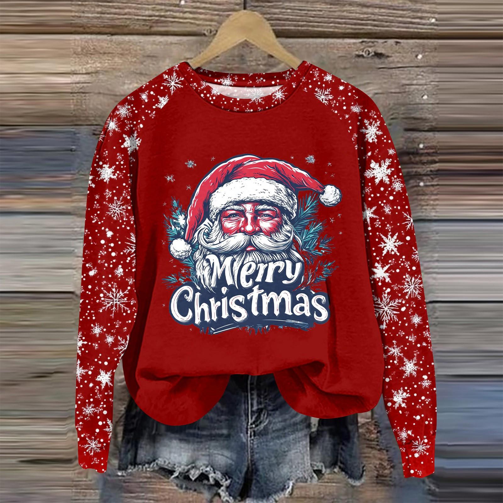 Женская мода круглый вырез пуловер с глубокими рукавами футболка с рождественским принтом топ M красный
Женская мода круглый вырез пуловер с глубокими рукавами футболка с рождественским принтом топ M красный