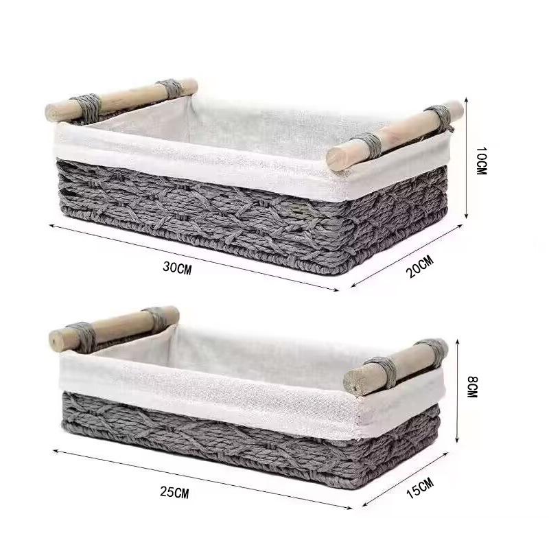 Rattan Woven Storage Basket with Handle for Desktop Keys, Remote Controls, Cosmetics, and Dirty Clothes 30x20x10 + 25x15x8, Weight 661g
Rattan Woven Storage Basket with Handle for Desktop Keys, Remote Controls, Cosmetics, and Dirty Clothes 30x20x10 + 25x15x8, Weight 661g