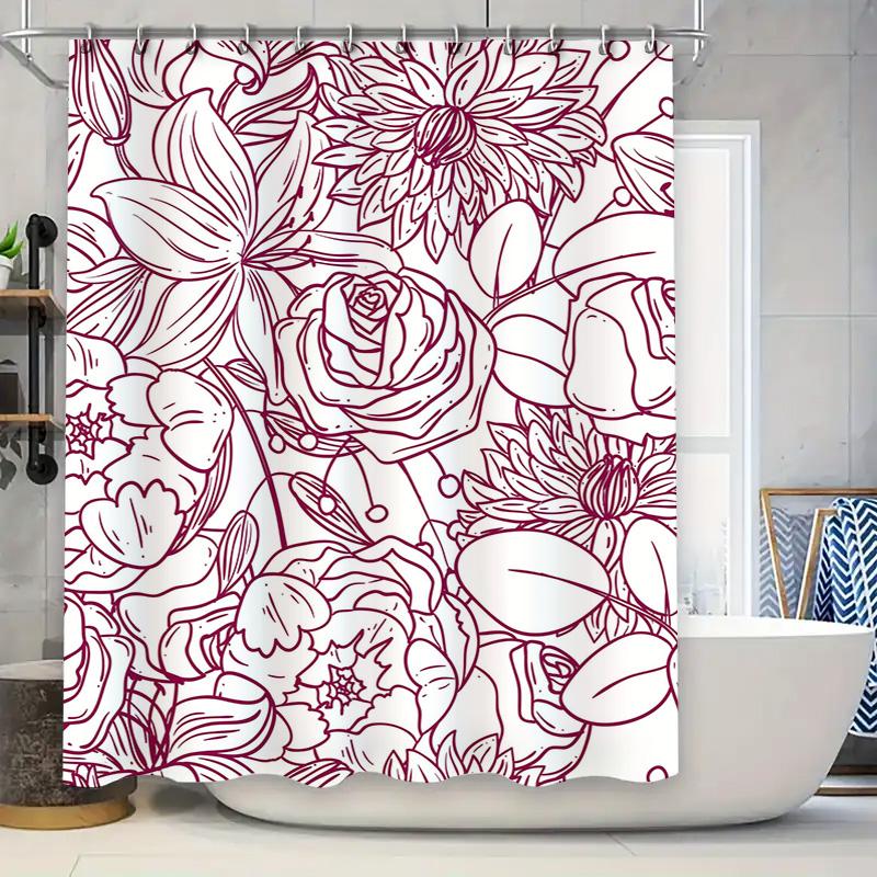 Vintage Floral Red Printed Bath Curtain Waterproof Decor Shower Curtain Home Decorations Decoration Window Treatment 81X72In (W W60H190(CM)-1 Pcs
Vintage Floral Red Printed Bath Curtain Waterproof Decor Shower Curtain Home Decorations Decoration Window Treatment 81X72In (W W60H190(CM)-1 Pcs