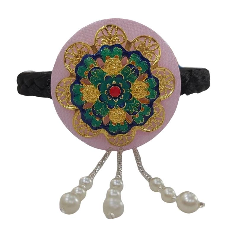 Hanbok Headwear Satins and Pearls Hair Hoop Blue Glaze Korean Headwear Stylish Headband for Stage Dance Performances
Hanbok Headwear Satins and Pearls Hair Hoop Blue Glaze Korean Headwear Stylish Headband for Stage Dance Performances