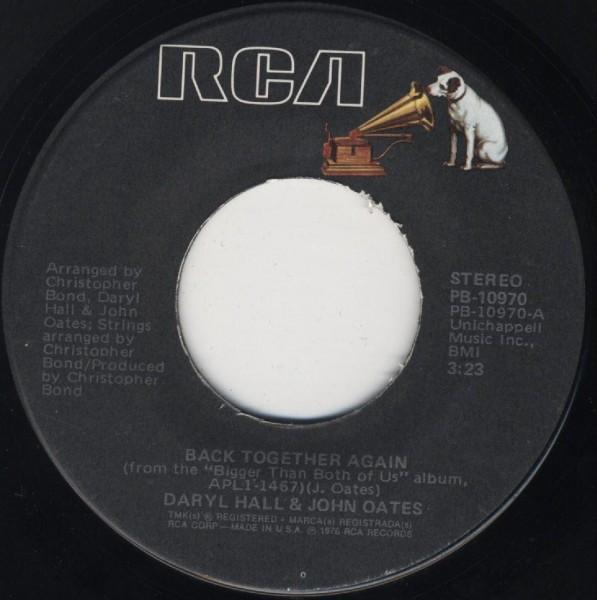 7inch Record DARYL HALL & JOHN OATES - Back Together Again PB10970 RCA 1977 US Rock Used
7inch Record DARYL HALL & JOHN OATES - Back Together Again PB10970 RCA 1977 US Rock Used