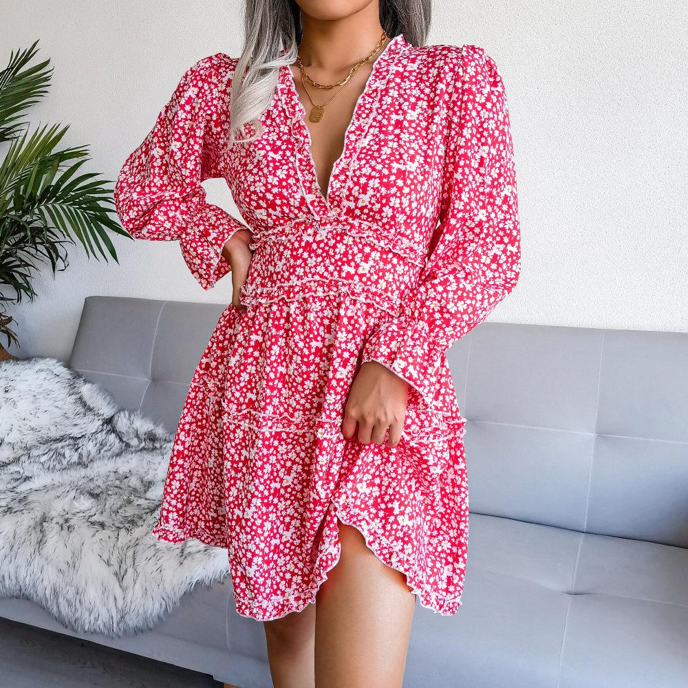 Весенне-летнее новое сексуальное шикарное платье трапециевидной формы из шифона с длинными рукавами и v-образным вырезом с цветочным принтом, S-XL S красный
Весенне-летнее новое сексуальное шикарное платье трапециевидной формы из шифона с длинными рукавами и v-образным вырезом с цветочным принтом, S-XL S красный