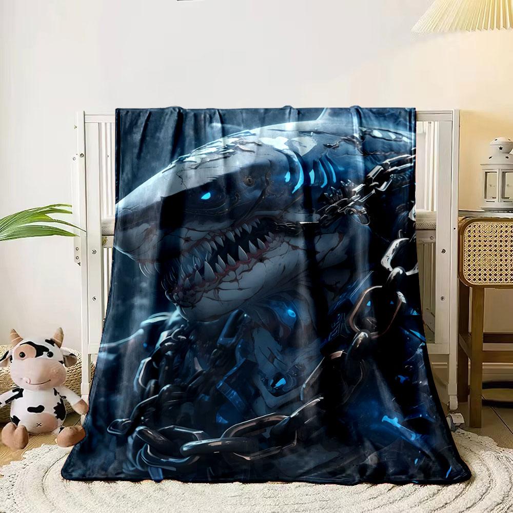 Futuristic shark design with glowing blue accents and heavy chains. for all seasons blanket lunch break throw gift 80cm x 120cm
Futuristic shark design with glowing blue accents and heavy chains. for all seasons blanket lunch break throw gift 80cm x 120cm