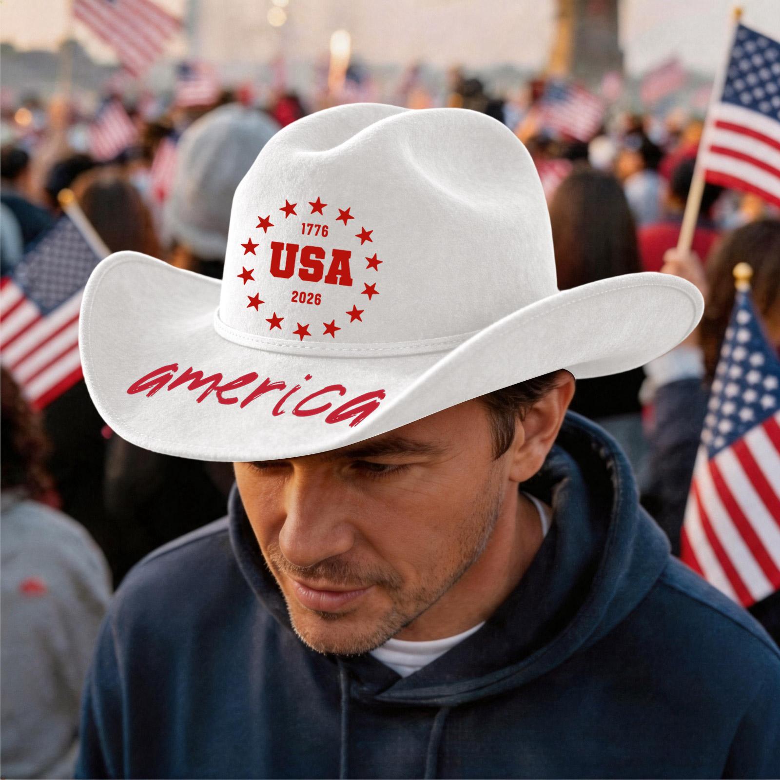 Unisex Casual Vintage Style Anniversary Print Denim Cowboy Hat with USA Star Pattern and Wide Brim for Outdoor Use One Size
Unisex Casual Vintage Style Anniversary Print Denim Cowboy Hat with USA Star Pattern and Wide Brim for Outdoor Use One Size