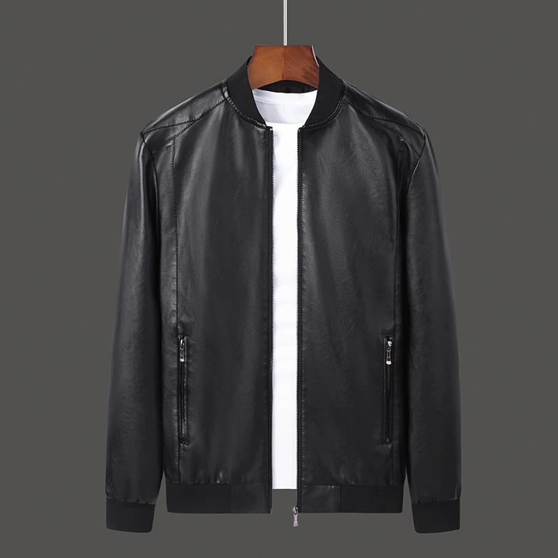Мужская кожаная куртка мужская весенне-осенняя кожаная куртка мужская одежда новая популярная приталенная большого размера тренд 5XL чёрный