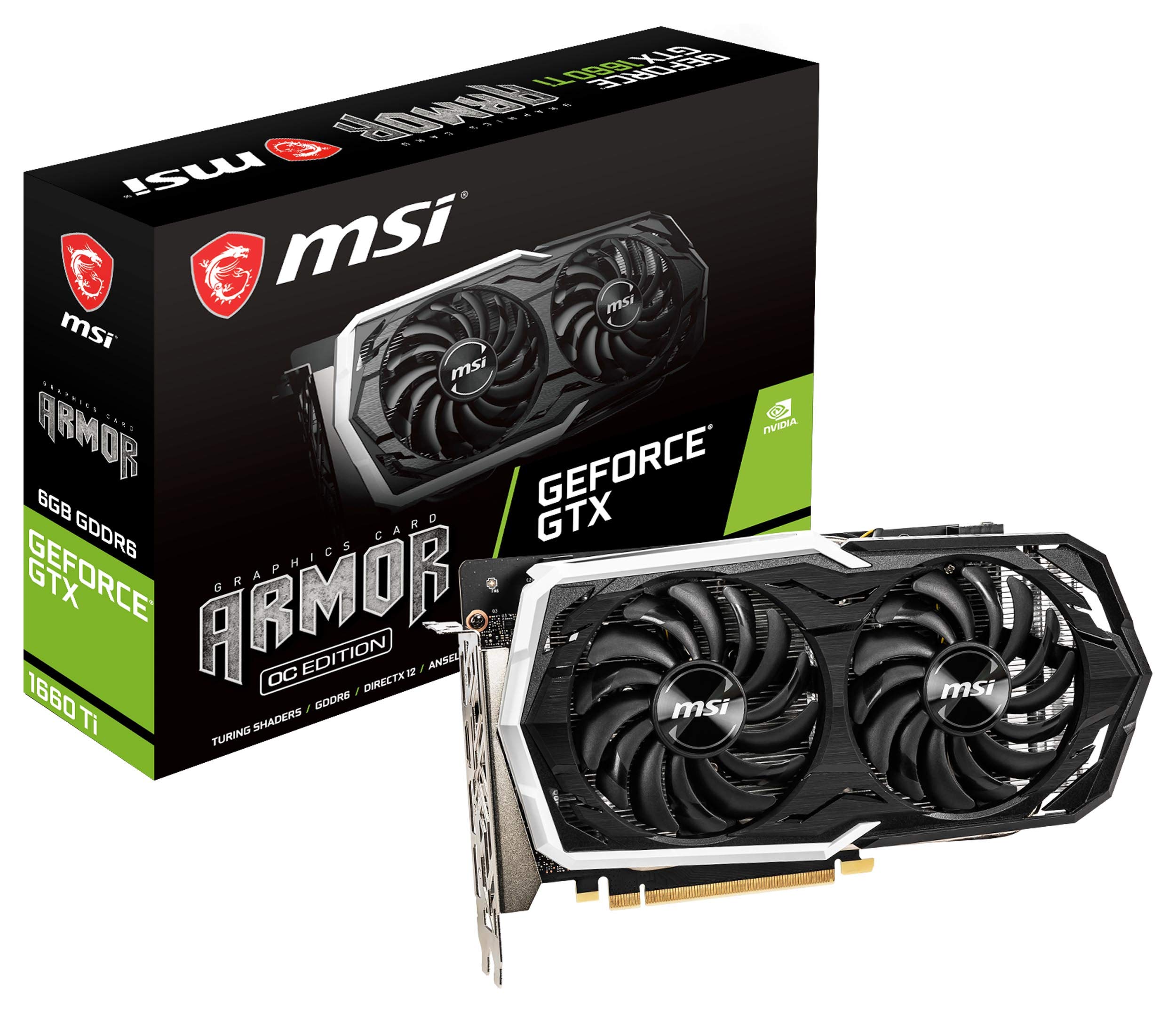 MSI GeForce GTX 1660 Ti ARMOR 6G OC Graphics Board VD7765
MSI GeForce GTX 1660 Ti ARMOR 6G OC Graphics Board VD7765
