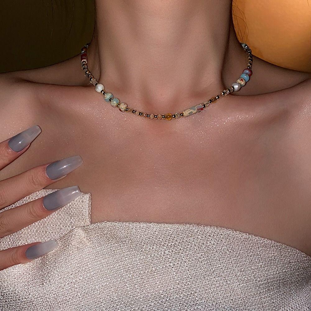 Temperament Color Crystal Necklace Fashion Collarbone Chain Freshwater Pearl Necklace Women
Temperament Color Crystal Necklace Fashion Collarbone Chain Freshwater Pearl Necklace Women