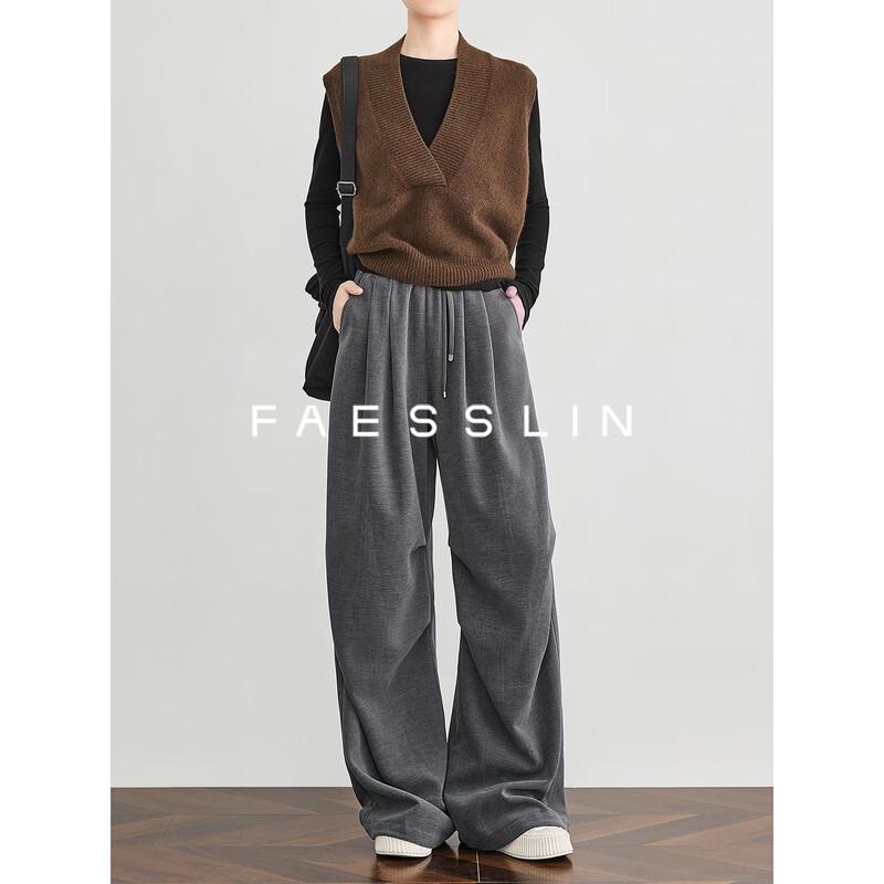 FAESSLIN Women s High-Waist Grey Wide-Leg Draped Casual Pants S
FAESSLIN Women s High-Waist Grey Wide-Leg Draped Casual Pants S