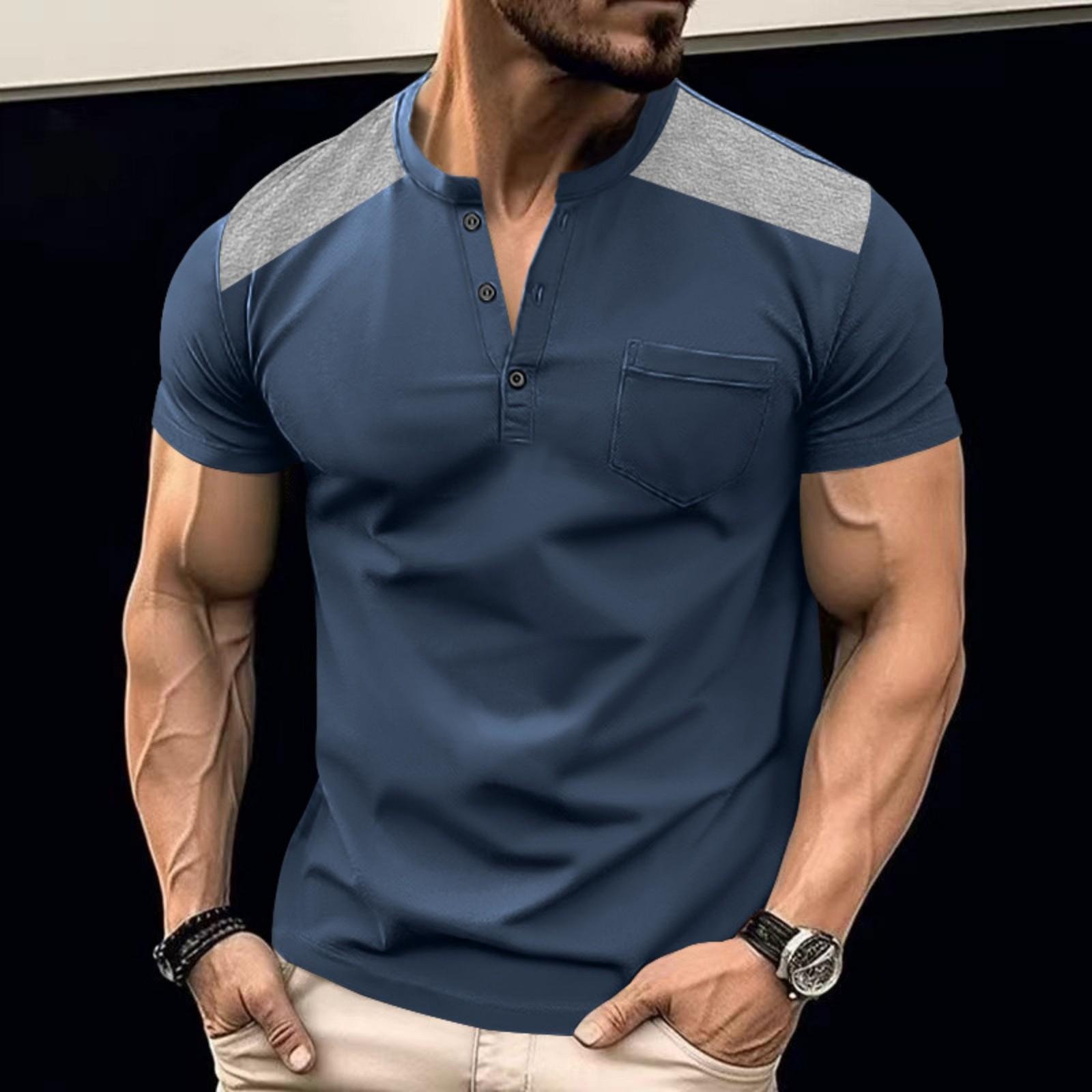 Men s Heavy Button Matching Short Sleeve Top L синій
Men s Heavy Button Matching Short Sleeve Top L синій