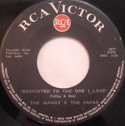 7inch Record MAMAS PAPAS Dedicated To The One I Love 4077 RCA Victor 1967 Jamaica Pop Used
7inch Record MAMAS PAPAS Dedicated To The One I Love 4077 RCA Victor 1967 Jamaica Pop Used