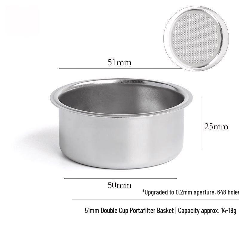 Yingtang 51mm Double Shot Portafilter Basket
Yingtang 51mm Double Shot Portafilter Basket