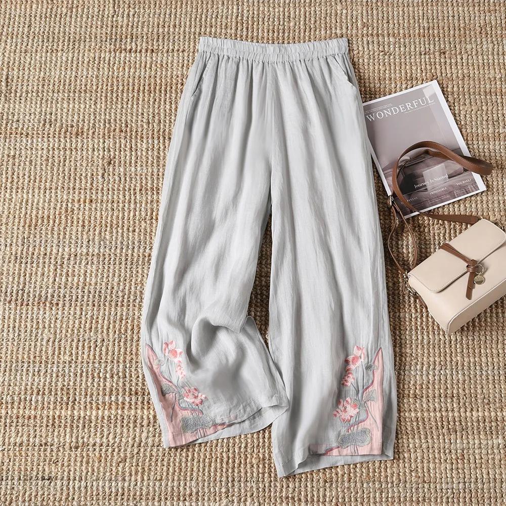 Chinese Style Wide-leg Pants Women s Summer Thin Retro Color Matching Embroidery Breathable Pocket Casual Pants Trousers XXXXL сірий
Chinese Style Wide-leg Pants Women s Summer Thin Retro Color Matching Embroidery Breathable Pocket Casual Pants Trousers XXXXL сірий