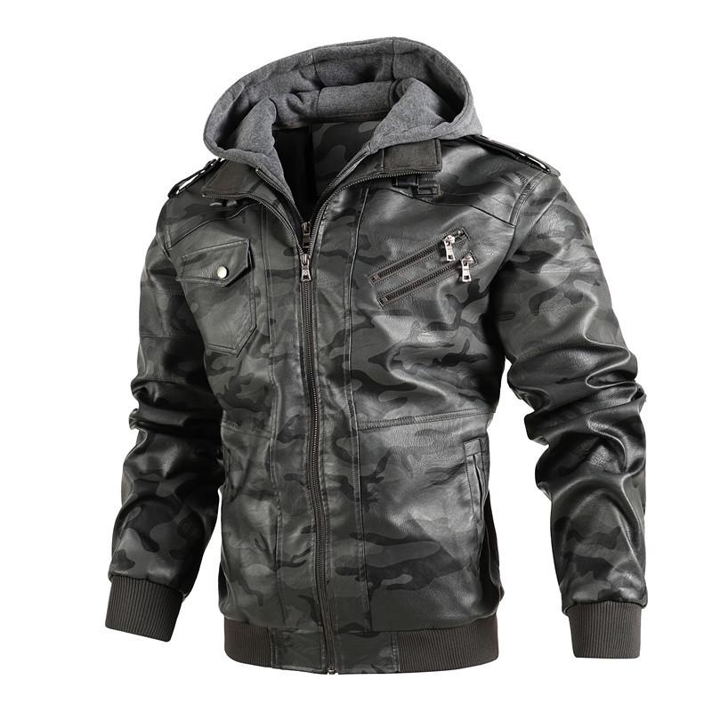 Youth Black Leather Jacket with Stand Collar and Zipper Welt Pockets, Hooded Winter Design, Straight Hem - In Stock 3XL сірий колір/камуфляжний
Youth Black Leather Jacket with Stand Collar and Zipper Welt Pockets, Hooded Winter Design, Straight Hem - In Stock 3XL сірий колір/камуфляжний