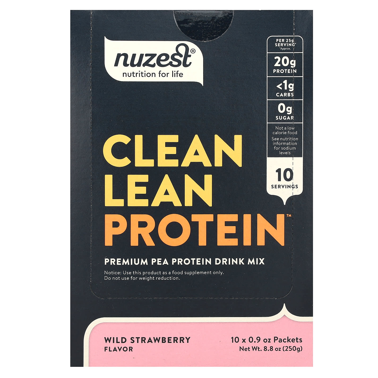 Nuzest, Clean Lean Protein, Wild Strawberry, 10 Packets, 0.9 oz (25 g) per pack
Nuzest, Clean Lean Protein, Wild Strawberry, 10 Packets, 0.9 oz (25 g) per pack