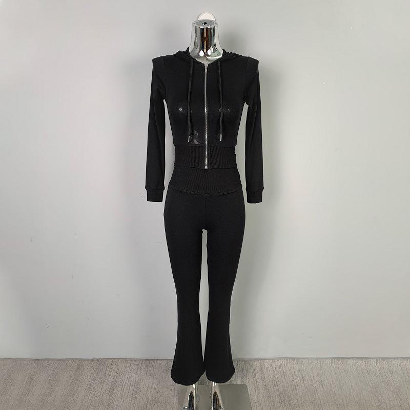 Korean Slim Fit Sportswear Set: Zipper Hoodie & High Waist Flare Pants One Size чёрный
Korean Slim Fit Sportswear Set: Zipper Hoodie & High Waist Flare Pants One Size чёрный