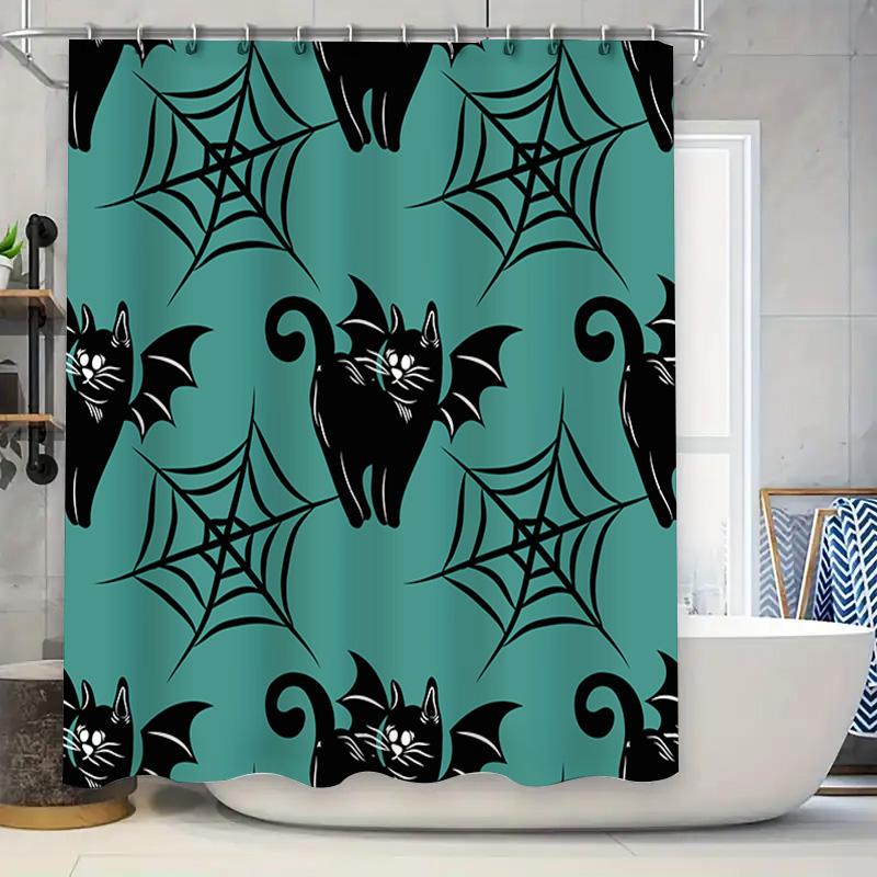 Halloween-Themed Shower Curtain With Black Cats And Spider Webs For Bathroom Decor In Turquoise Blue Color W60H190(CM)-1 Pcs
Halloween-Themed Shower Curtain With Black Cats And Spider Webs For Bathroom Decor In Turquoise Blue Color W60H190(CM)-1 Pcs