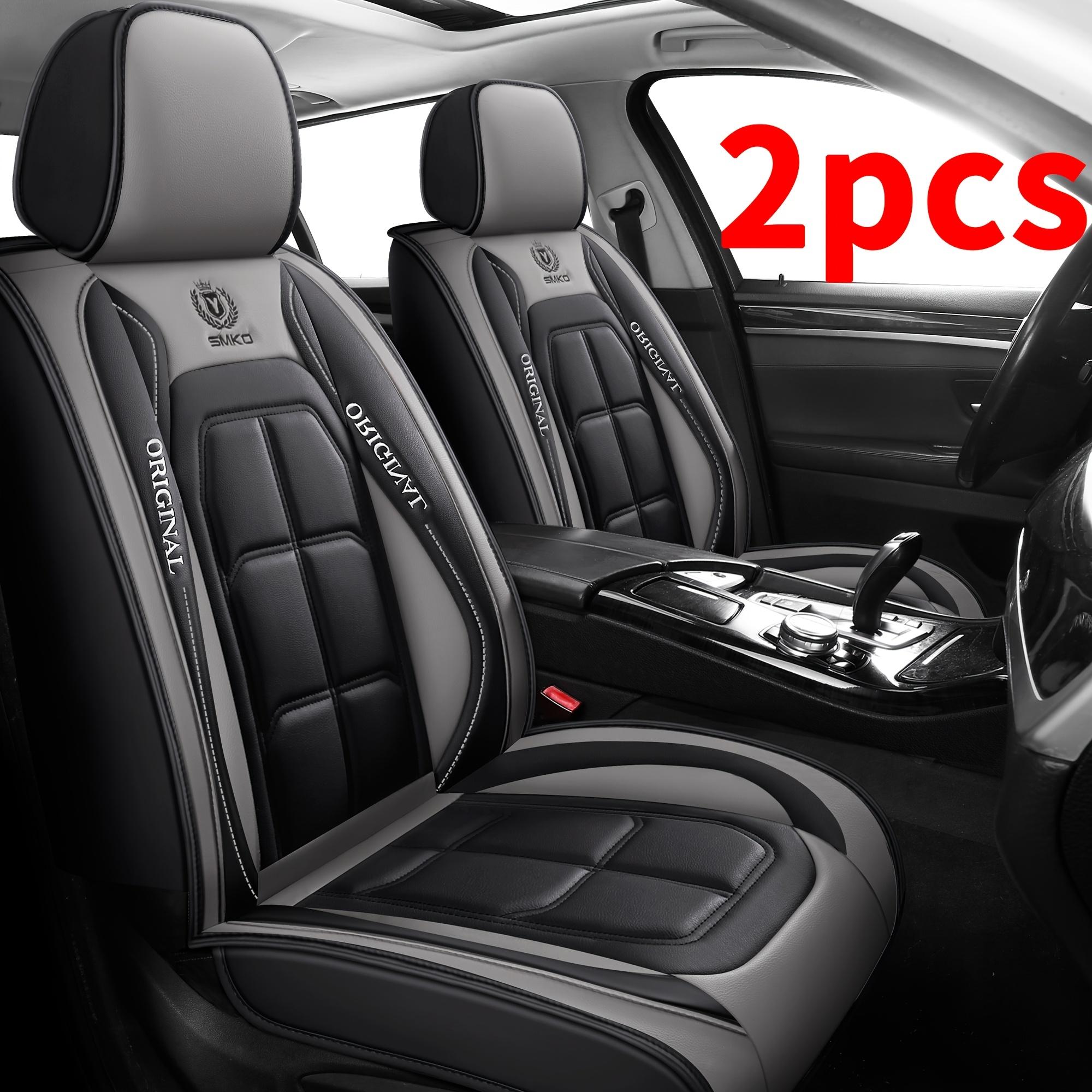 2 шт. Чехлы на сиденья из искусственной кожи - Универсальная посадка, Всесезонные, Полное покрытие, Чехлы для сидений автомобиля, Обновление интерьера автомобиля, Комфорт с наполнителем из губки 2pcs серый