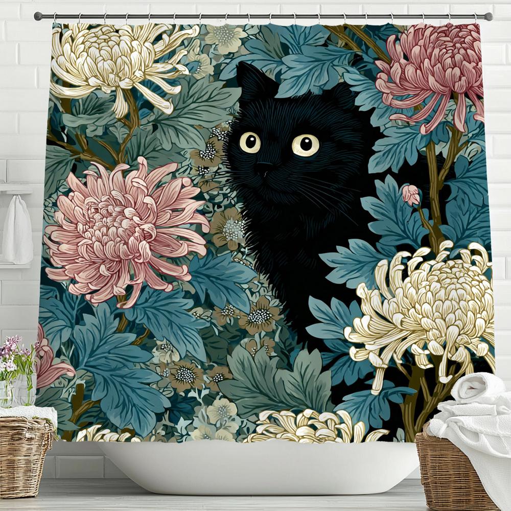 Cartoon Shower Curtain, Cute Floral Cats Art Printed Bathroom Decorative Shower Curtain, Waterproof Shower Curtain With Hooks W60H190(CM)-1 Pcs
Cartoon Shower Curtain, Cute Floral Cats Art Printed Bathroom Decorative Shower Curtain, Waterproof Shower Curtain With Hooks W60H190(CM)-1 Pcs