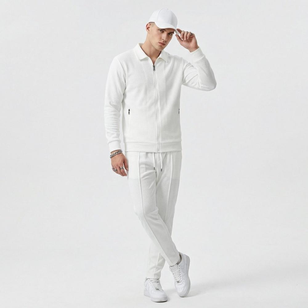 Men’s White Waffle Knit Tracksuit Set – Zip-Up Collar Jacket & Drawstring Joggers, Premium Cotton Blend Sportswear for Casual, Gym, Streetwear S белый
Men’s White Waffle Knit Tracksuit Set – Zip-Up Collar Jacket & Drawstring Joggers, Premium Cotton Blend Sportswear for Casual, Gym, Streetwear S белый