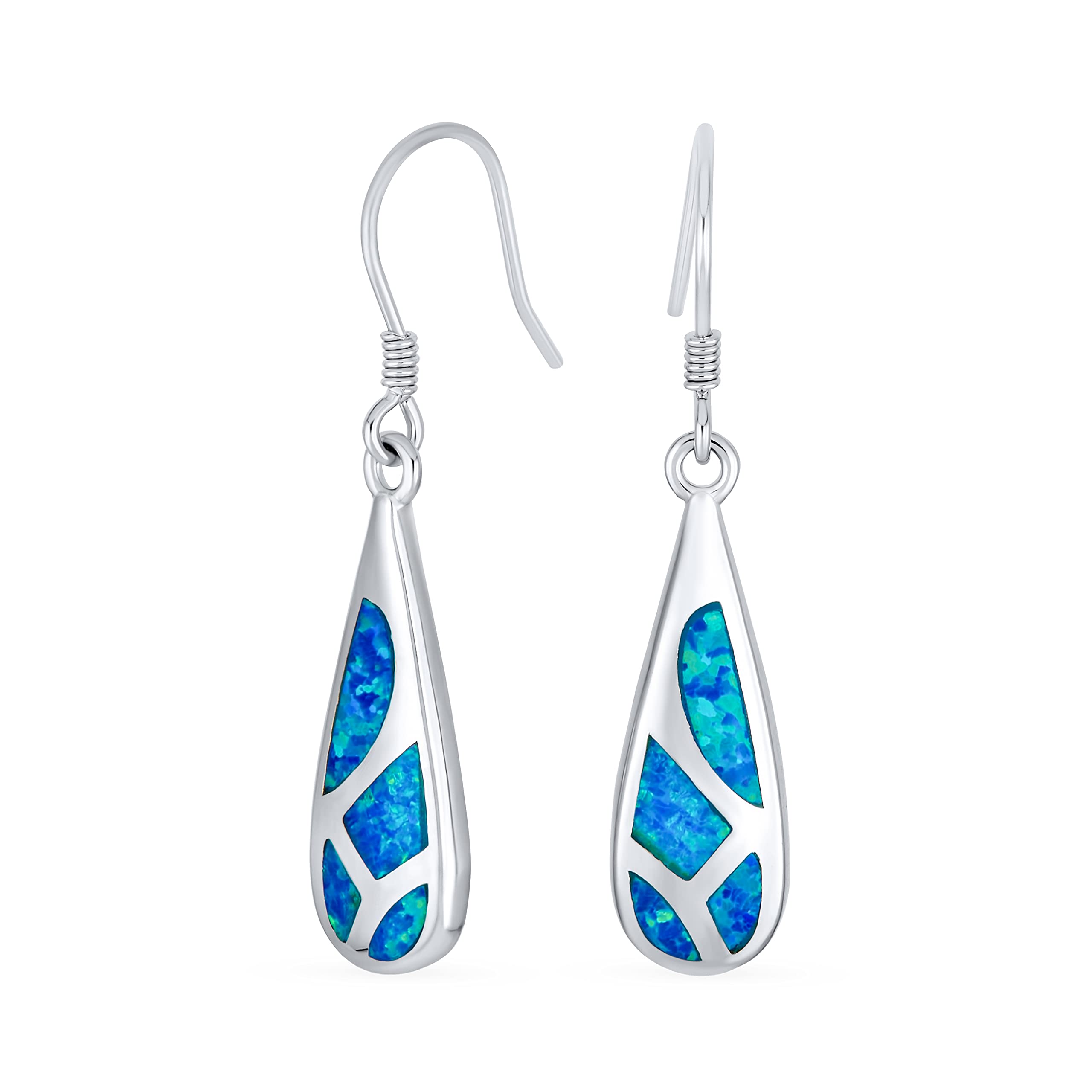 Modern Gem Blue Created Opal Asymmetric Inlay Teardrop Oval Shape Dangle Earrings for Women Teens Sterling Silver Fish Hook Wire .925 1.5 Inch.
Modern Gem Blue Created Opal Asymmetric Inlay Teardrop Oval Shape Dangle Earrings for Women Teens Sterling Silver Fish Hook Wire .925 1.5 Inch.