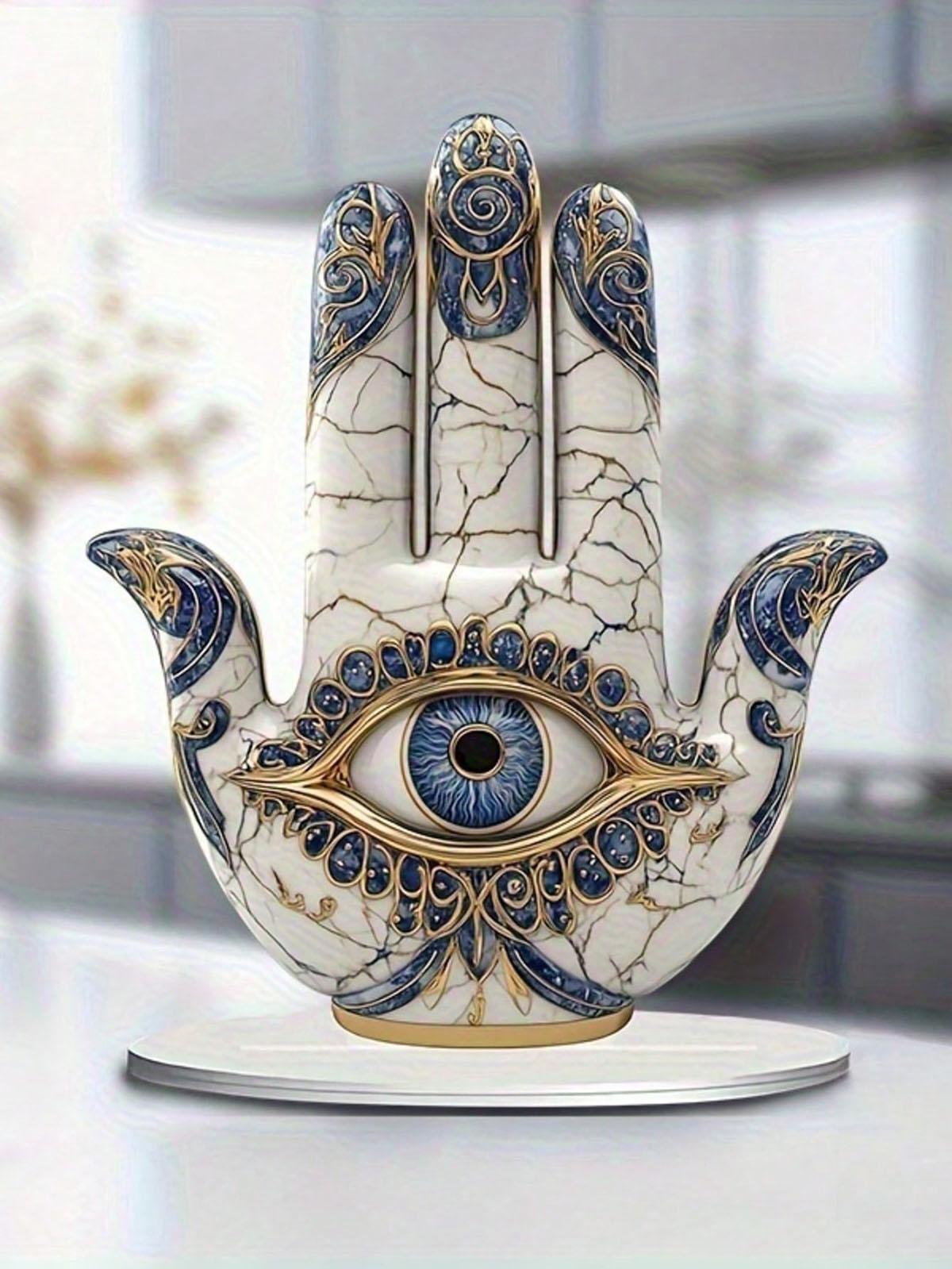 1 Elegant Eye-Shaped Decor With Blue And Gold Pattern Design - Symbolizing Protection And Vision, Suitable As Home Gift,2D Flat
1 Elegant Eye-Shaped Decor With Blue And Gold Pattern Design - Symbolizing Protection And Vision, Suitable As Home Gift,2D Flat