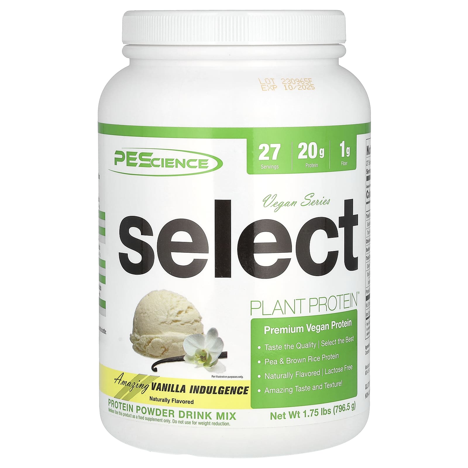 PEScience, Vegan Series, Select Plant Protein™, Amazing Vanilla Indulgence, 1.75 lb (796.5 g)
PEScience, Vegan Series, Select Plant Protein™, Amazing Vanilla Indulgence, 1.75 lb (796.5 g)